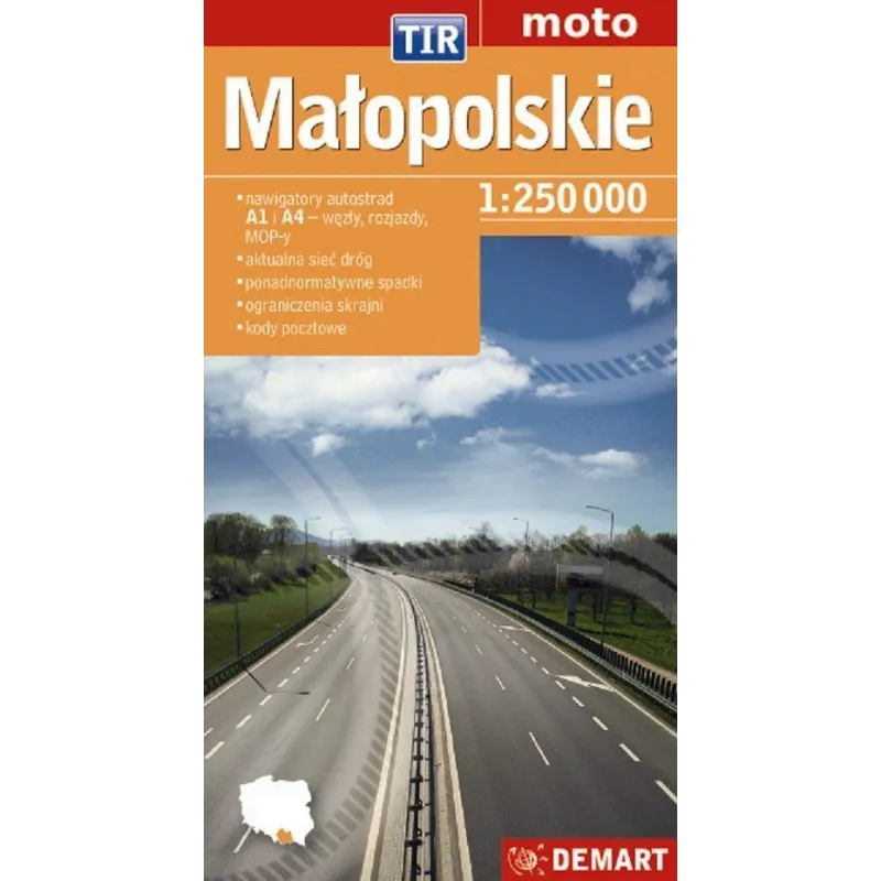 MAŁOPOLSKIE TIR MAPA SAMOCHODOWA SKALA 1 : 250 000 - Demart