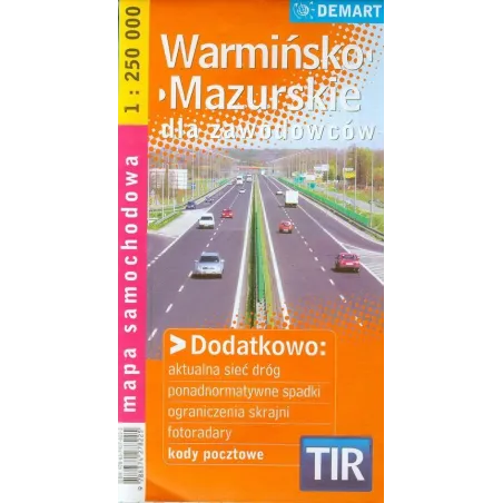 WARMIŃSKO-MAZURSKIE DLA ZAWODOWCÓW MAPA SAMOCHODOWA 1 : 250 000 - Demart