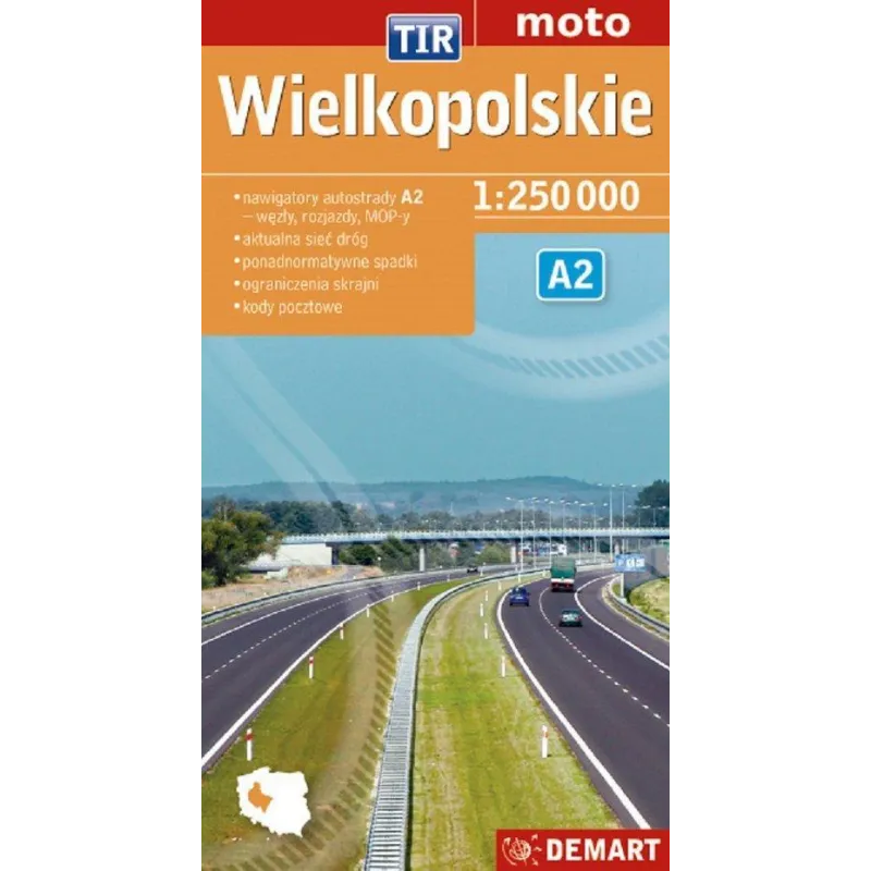 WIELKOPOLSKIE A2 MAPA SAMOCHODOWA 1 : 250 000 - Demart