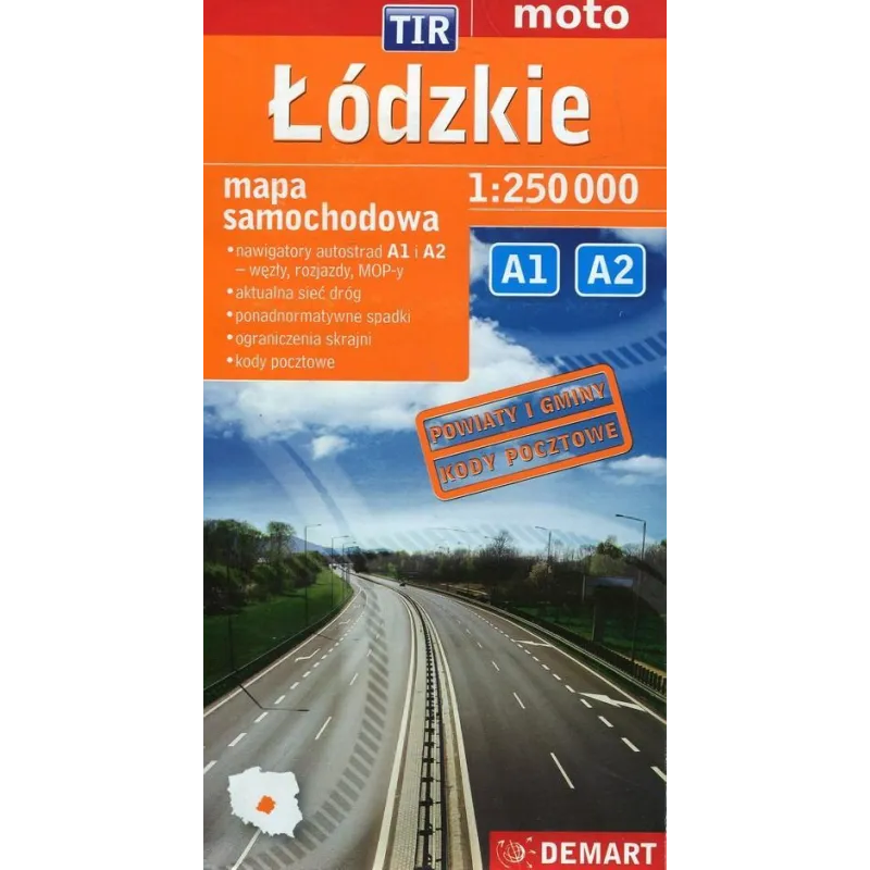 ŁÓDZKIE A1 A2 MAPA SAMOCHODOWA 1 : 250 000 - Demart