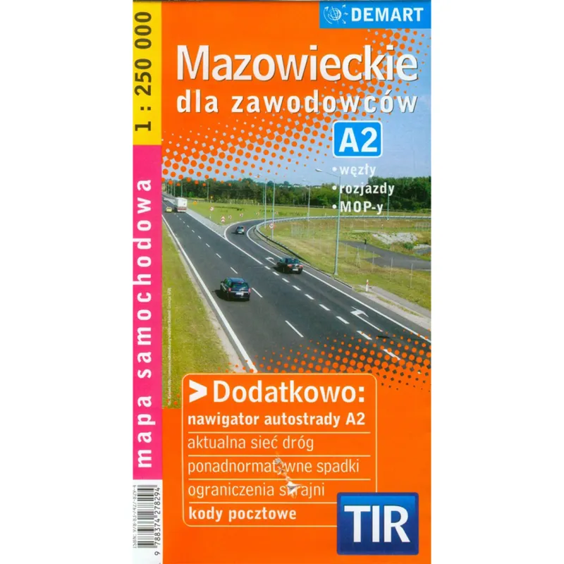 MAZOWIECKIE MAPA SAMOCHODOWA 1 : 250 000