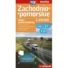 ZACHODNIOPOMORSKIE A6 S3 S10 MAPA SAMOCHODOWA 1 : 250 000 - Demart