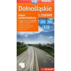 DOLNOŚLĄSKIE A4 A8 A18 MAPA SAMOCHODOWA 1 : 250 000 - Demart