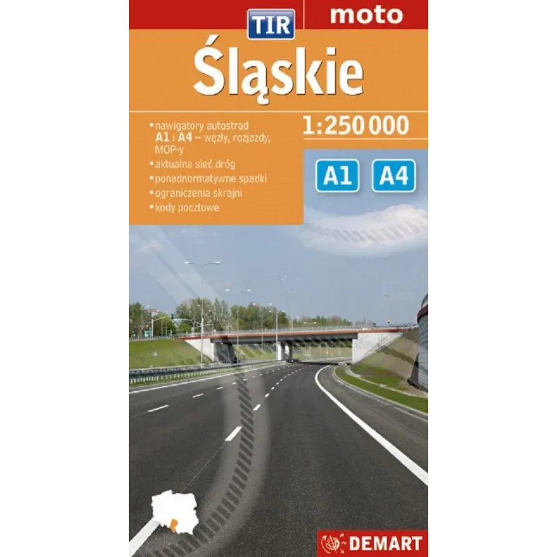 ŚLĄSKIE A1 A4 MAPA SAMOCHODOWA 1 : 250 000 - Demart