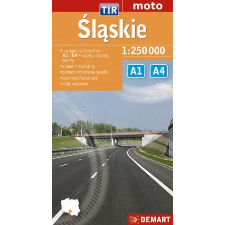 ŚLĄSKIE A1 A4 MAPA SAMOCHODOWA 1 : 250 000 - Demart