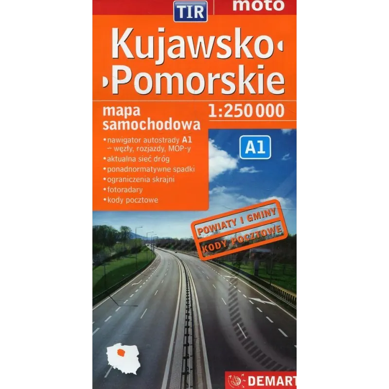 KUJAWSKO-POMORSKIE A1 MAPA SAMOCHODOWA 1 : 250 000 - Demart