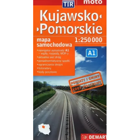 KUJAWSKO-POMORSKIE A1 MAPA SAMOCHODOWA 1 : 250 000 - Demart