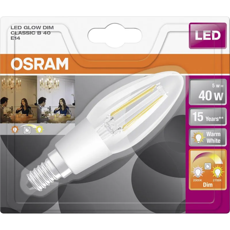 ŻARÓWKA LED GLOW FILAMENT 4.5W STAR+ CLASSIC B 40 E14 OSRAM - Osram