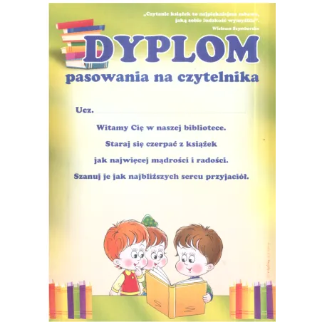 Dyplom Pasowania Na Czytelnika A4 Dyplom Pasowania Na Czytelnika A4