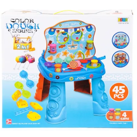 STOLIK 2W1 WARSZTAT CUKIERNIA MASA PLASTYCZNA Z AKCESORIAMI - Mega Creative
