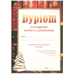 DYPLOM ZA OSIĄGNIĘTE WYNIKI W CZYTELNICTWIE A4 - Panon