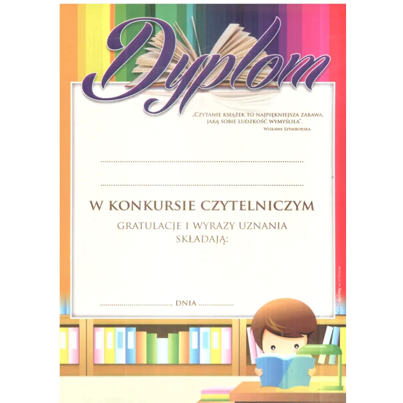 DYPLOM KONKURS CZYTELNICZY A4 - Panon