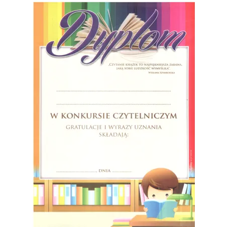 DYPLOM KONKURS CZYTELNICZY A4 - Panon
