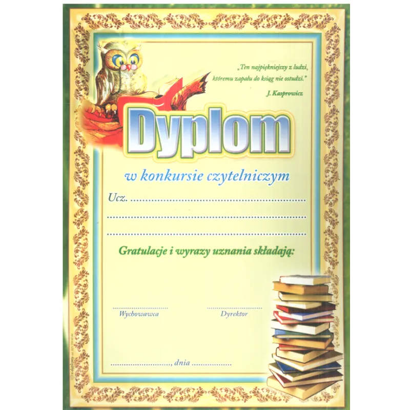DYPLOM KONKURS CZYTELNICZY A4 - Panon