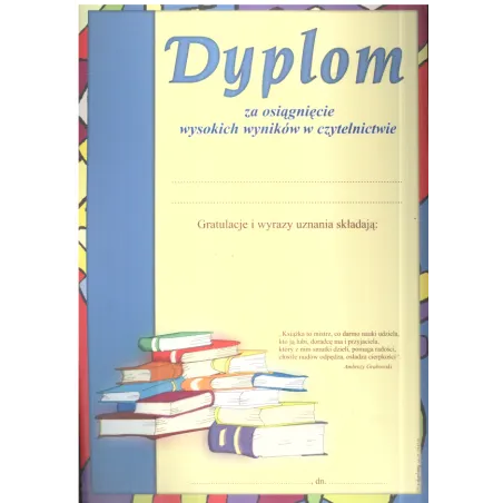 Dyplom Za Osiągnięcie Wysokich Wyników W Czytelnictwie A4 Dyplom Za Osiągnięcie Wysokich Wyników W Czytelnictwie A4