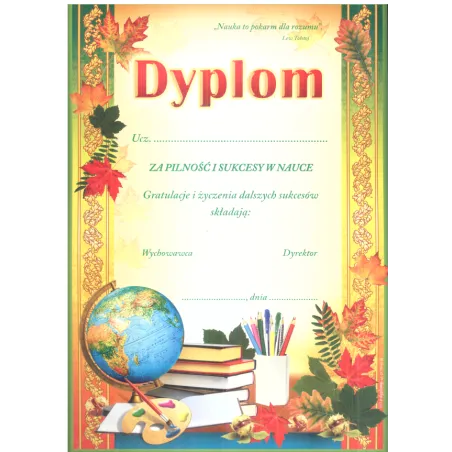 Dyplom Pilność I Sukcesy W Nauce A4 Dyplom Pilność I Sukcesy W Nauce A4