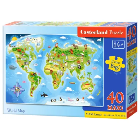 MAPA ŚWIATA PUZZLE MAXI 40 ELEMENTÓW 4+ - Castorland