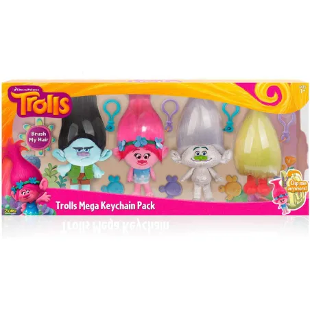 TROLE ZESTAW 4 PLUSZOWYCH TROLI Z ZAWIESZKĄ 22 CM TROLLS MEGA  