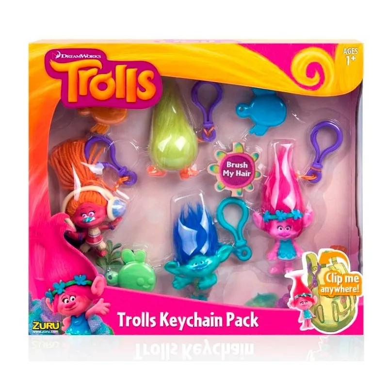 ZESTAW 4 TROLLI Z ZAWIESZKĄ 10 CM TROLLS. 