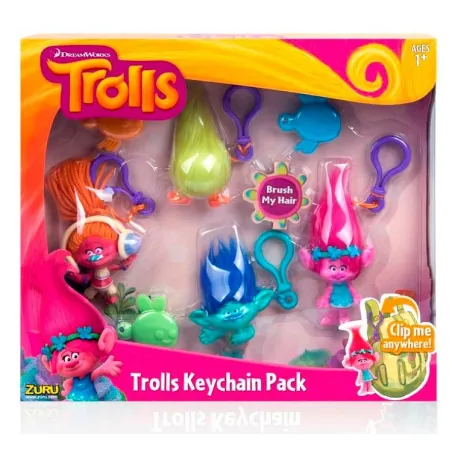 ZESTAW 4 TROLLI Z ZAWIESZKĄ 10 CM TROLLS. 