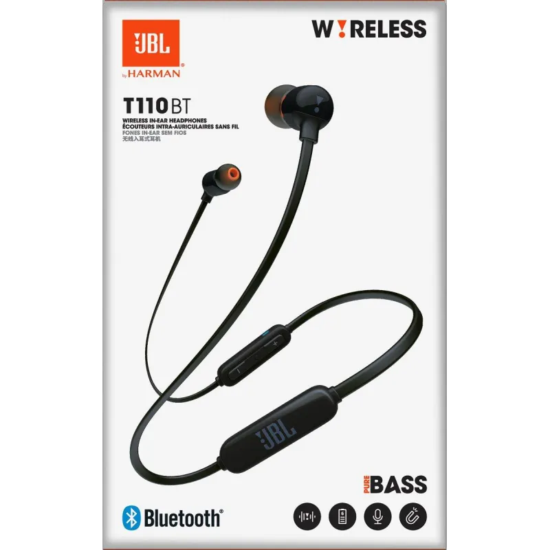 SŁUCHAWKI BEZPRZEWODOWE JBL T110BT BLUETOOTH CZARNE