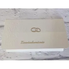 ZAWIADOMIENIE ŚLUBNE TŁOCZONE + KOPERTA 10 SZT. - Jean Marc