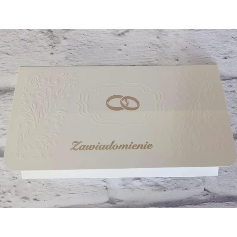 ZAWIADOMIENIE ŚLUBNE TŁOCZONE + KOPERTA 10 SZT. - Jean Marc