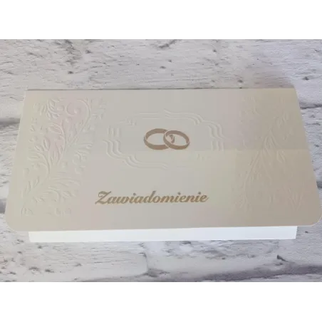 ZAWIADOMIENIE ŚLUBNE TŁOCZONE + KOPERTA 10 SZT. - Jean Marc