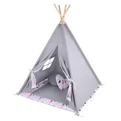 NAMIOT TIPI + MATA + 2 PODUSZKI SZARY PIÓRKA LULANDO - Lulando