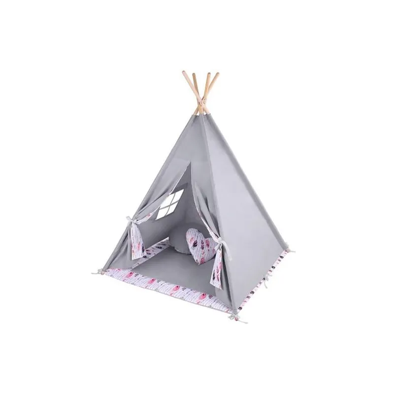 NAMIOT TIPI + MATA + 2 PODUSZKI SZARY PIÓRKA LULANDO - Lulando