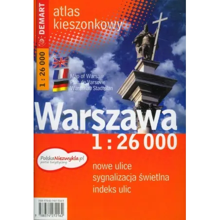 WARSZAWA ATLAS MIASTA 1 : 26 000 POLSKA NIEZWYKŁA - Demart