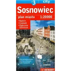 SOSNOWIEC, DĄBROWA GÓRNICZA, BĘDZIN, CZELADŹ PLAN MIASTA 1 : 20 000 - Demart