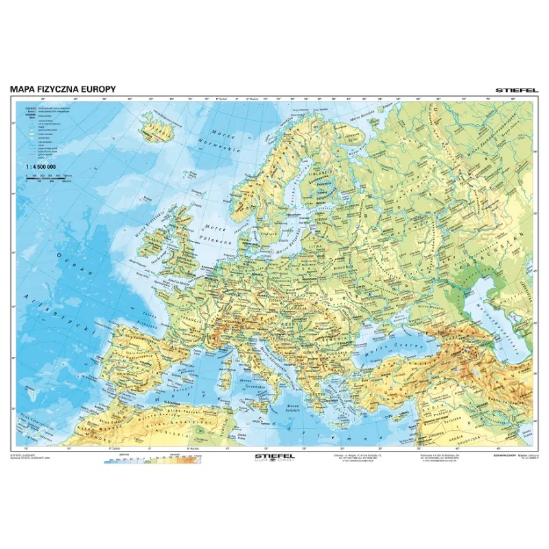 MAPA ŚCIENNA EUROPA FIZYCZNA 1:10 000 000 - Demart