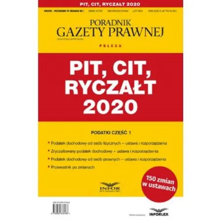 PIT CIT RYCZAŁT 2020 PODATKI - PRZEWODNIK PO ZMIANACH 1/2020 - Infor