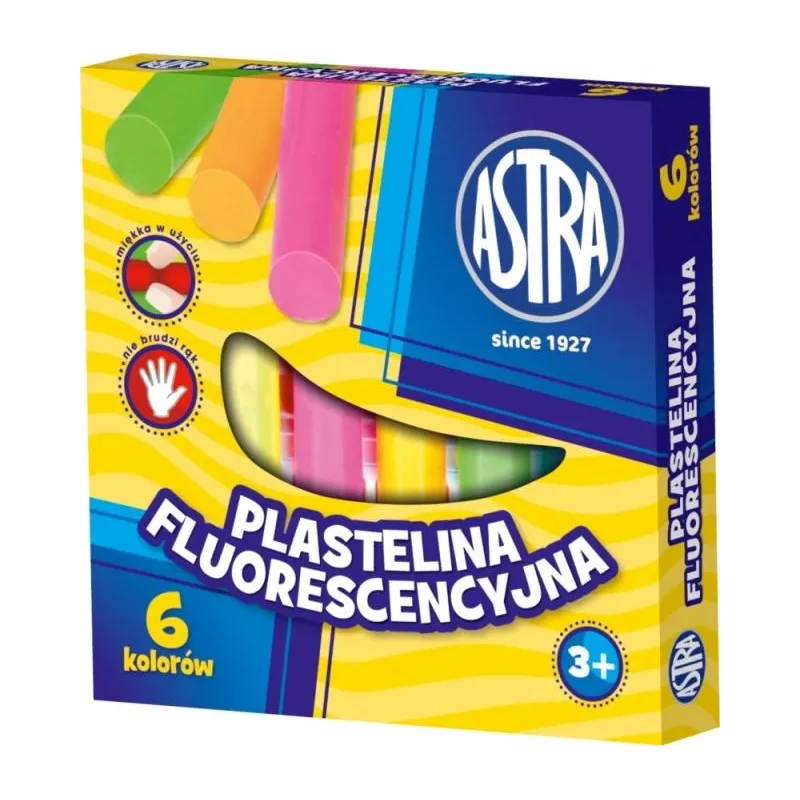 PLASTELINA FLUORESCENCYJNA 6 KOLORÓW 3+ - Astra