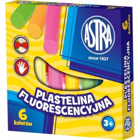 PLASTELINA FLUORESCENCYJNA 6 KOLORÓW 3+ - Astra