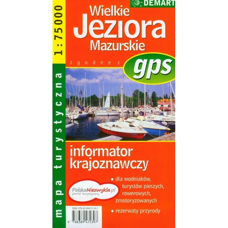 WIELKIE JEZIORA MAZURSKIE MAPA TURYSTYCZNA 1 : 75 000 - Demart