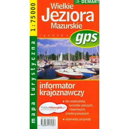 WIELKIE JEZIORA MAZURSKIE MAPA TURYSTYCZNA 1 : 75 000 - Demart