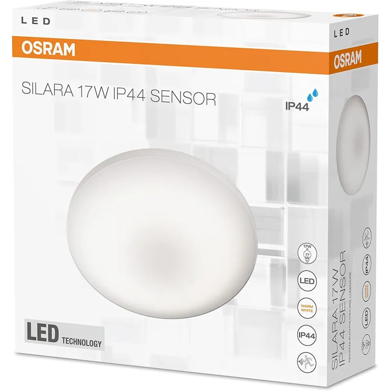 PLAFON LAMPA SUFITOWA I SCIENNA LED Z CZUJNIKIEM RUCHU 30 CM OSRAM SILARA IP44 17W 830 SENSOR - Osram