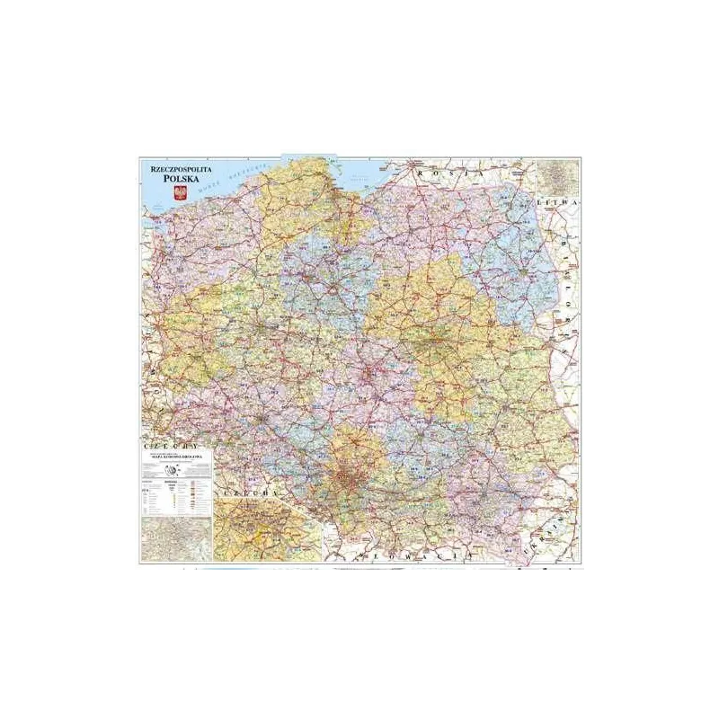 POLSKA MAPA ŚCIENNA KODOWO-ADMINISTRACYJNA 1:750 000 - Demart