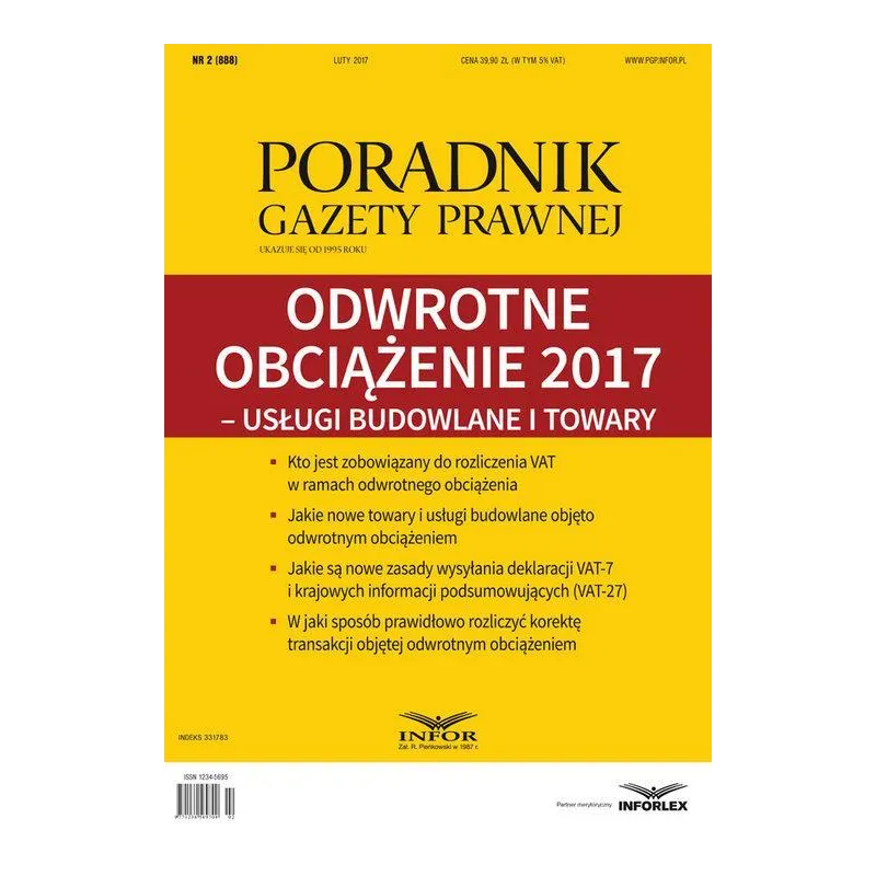 ODWROTNE OBCIĄŻENIE 2017 USŁUGI BUDOWLANE I TOWARY - Infor