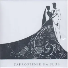 ZAPROSZENIE NA ŚLUB SREBRNE ZDOBIENIA + KOPERTA