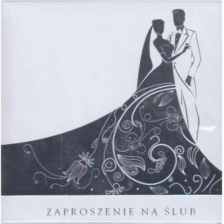 ZAPROSZENIE NA ŚLUB SREBRNE ZDOBIENIA + KOPERTA