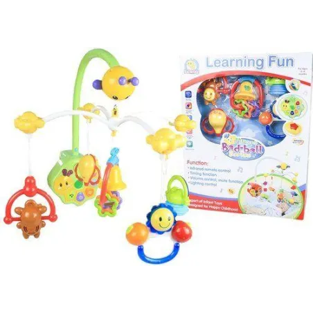 KARUZELA DO ŁÓŻECZKA Z POZYTYWKĄ NA PILOT 0+ - Lean Toys