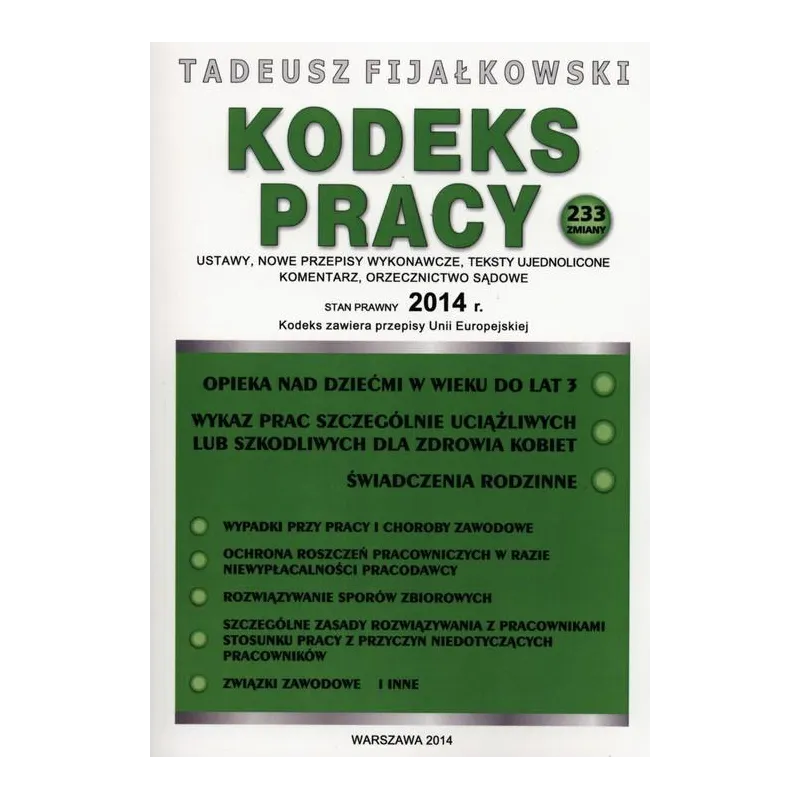 KODEKS PRACY 2014 Tadeusz Fijałkowski - WGP