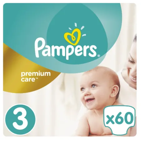 PIELUCHY PAMPERS PREMIUM CARE ROZMIAR 3, 6-10 KG, 60 SZT.
