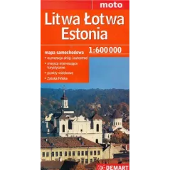 LITWA ŁOTWA ESTONIA MAPA SAMOCHODOWA 1 : 600 000 - Demart