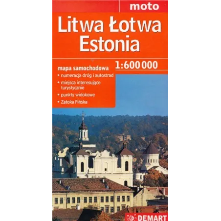 LITWA ŁOTWA ESTONIA MAPA SAMOCHODOWA 1 : 600 000 - Demart