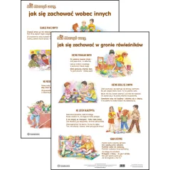 PLANSZA EDUKACYJNA MIŚ MARCYŚ UCZY JAK SIĘ ZACHOWYWAĆ W GRONIE RÓWIEŚNIKÓW JAK SIĘ ZACHOWYWAĆ WOBEC INNYCH - Harmonia