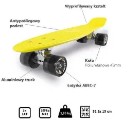 DESKOROLKA FISZKA DECKBOARD 22 KIDZ MOTION ŻÓŁTA - Kidz Motion